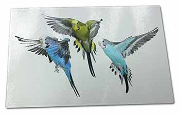 Large Glass Cutting Chopping Board Budgerigars, Budgies in Flight