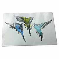 Large Glass Cutting Chopping Board Budgerigars, Budgies in Flight