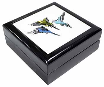 Budgerigars, Budgies in Flight Keepsake/Jewellery Box