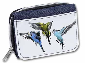 Budgerigars, Budgies in Flight Unisex Denim Purse Wallet