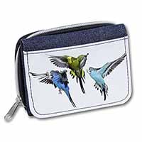 Budgerigars, Budgies in Flight Unisex Denim Purse Wallet