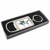 Budgerigars, Budgies in Flight Chrome Metal Bottle Opener Keyring in Box