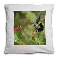 Green Hermit Humming Bird Soft White Velvet Feel Scatter Cushion