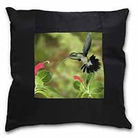 Green Hermit Humming Bird Black Satin Feel Scatter Cushion