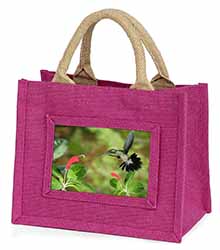 Green Hermit Humming Bird Little Girls Small Pink Jute Shopping Bag