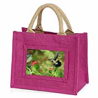 Green Hermit Humming Bird Little Girls Small Pink Jute Shopping Bag