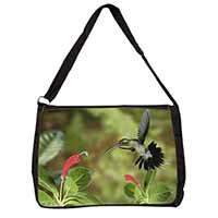 Green Hermit Humming Bird Large Black Laptop Shoulder Bag School/College