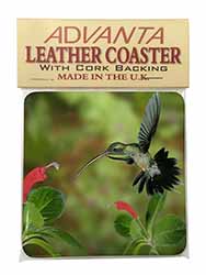 Green Hermit Humming Bird Single Leather Photo Coaster