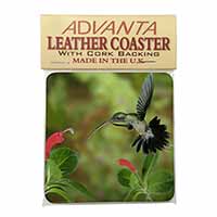 Green Hermit Humming Bird Single Leather Photo Coaster
