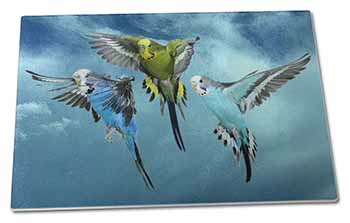 Large Glass Cutting Chopping Board Budgies in Flight