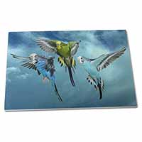 Large Glass Cutting Chopping Board Budgies in Flight