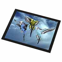 Budgies in Flight Black Rim High Quality Glass Placemat