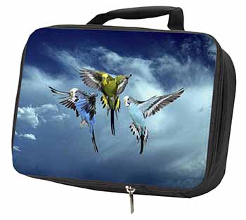 Budgies in Flight Black Insulated School Lunch Box/Picnic Bag