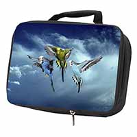 Budgies in Flight Black Insulated School Lunch Box/Picnic Bag