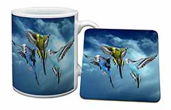 Budgies in Flight Mug and Coaster Set