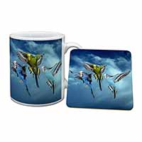 Budgies in Flight Mug and Coaster Set