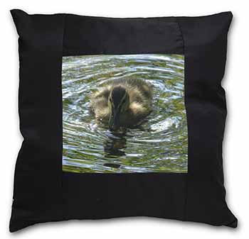 A Cute Young Baby Duck Black Satin Feel Scatter Cushion