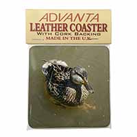 An Inquisitive Little Duck Single Leather Photo Coaster