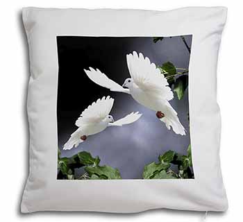 Beautiful White Doves Soft White Velvet Feel Scatter Cushion