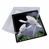 4x Beautiful White Doves Picture Table Coasters Set in Gift Box