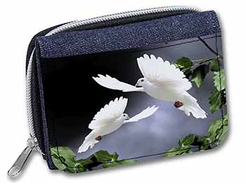 Beautiful White Doves Unisex Denim Purse Wallet