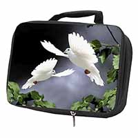 Beautiful White Doves Black Insulated School Lunch Box/Picnic Bag
