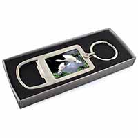 Beautiful White Doves Chrome Metal Bottle Opener Keyring in Box