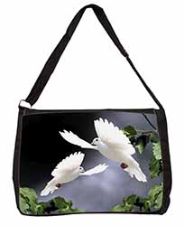 Beautiful White Doves Large Black Laptop Shoulder Bag School/College