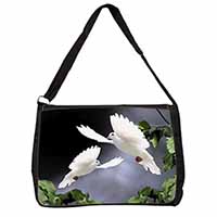 Beautiful White Doves Large Black Laptop Shoulder Bag School/College