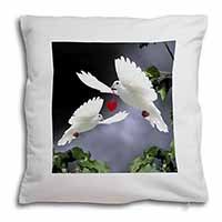 White Doves+ Red Heart Soft White Velvet Feel Scatter Cushion