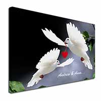 Doves Personalised Valentines Day Gift X-Large 30"x20" Canvas Wall Art Print