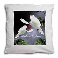 Doves Personalised Valentines Day Gift Soft White Velvet Feel Scatter Cushion