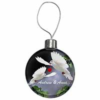 Doves Personalised Valentines Day Gift Christmas Bauble
