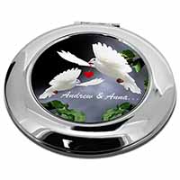 Doves Personalised Valentines Day Gift Make-Up Round Compact Mirror