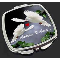 Doves Personalised Valentines Day Gift Make-Up Compact Mirror