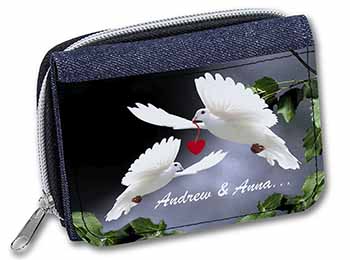 Doves Personalised Valentines Day Gift Unisex Denim Purse Wallet