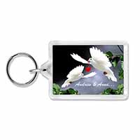 Doves Personalised Valentines Day Gift Photo Keyring printed full colour