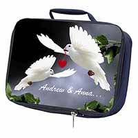 Doves Personalised Valentines Day Gift Navy Insulated School Lunch Box/Picnic Ba