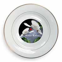 Doves Personalised Valentines Day Gift Gold Rim Plate Printed Full Colour in Gif