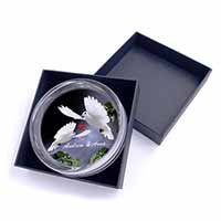 Doves Personalised Valentines Day Gift Glass Paperweight in Gift Box