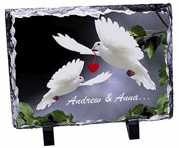 Doves Personalised Valentines Day Gift, Stunning Animal Photo Slate