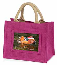 Lucky Mandarin Duck Little Girls Small Pink Jute Shopping Bag