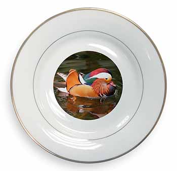 Lucky Mandarin Duck Gold Rim Plate Printed Full Colour in Gift Box
