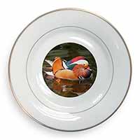 Lucky Mandarin Duck Gold Rim Plate Printed Full Colour in Gift Box
