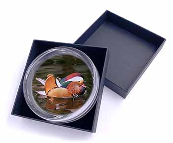 Lucky Mandarin Duck Glass Paperweight in Gift Box