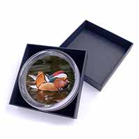 Lucky Mandarin Duck Glass Paperweight in Gift Box