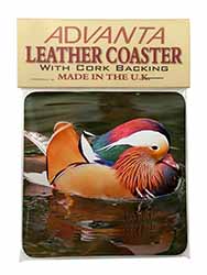 Lucky Mandarin Duck Single Leather Photo Coaster