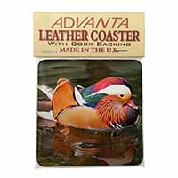 Lucky Mandarin Duck Single Leather Photo Coaster