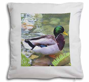 Mallard Duck by Stream Soft White Velvet Feel Scatter Cushion