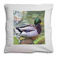 Mallard Duck by Stream Soft White Velvet Feel Scatter Cushion